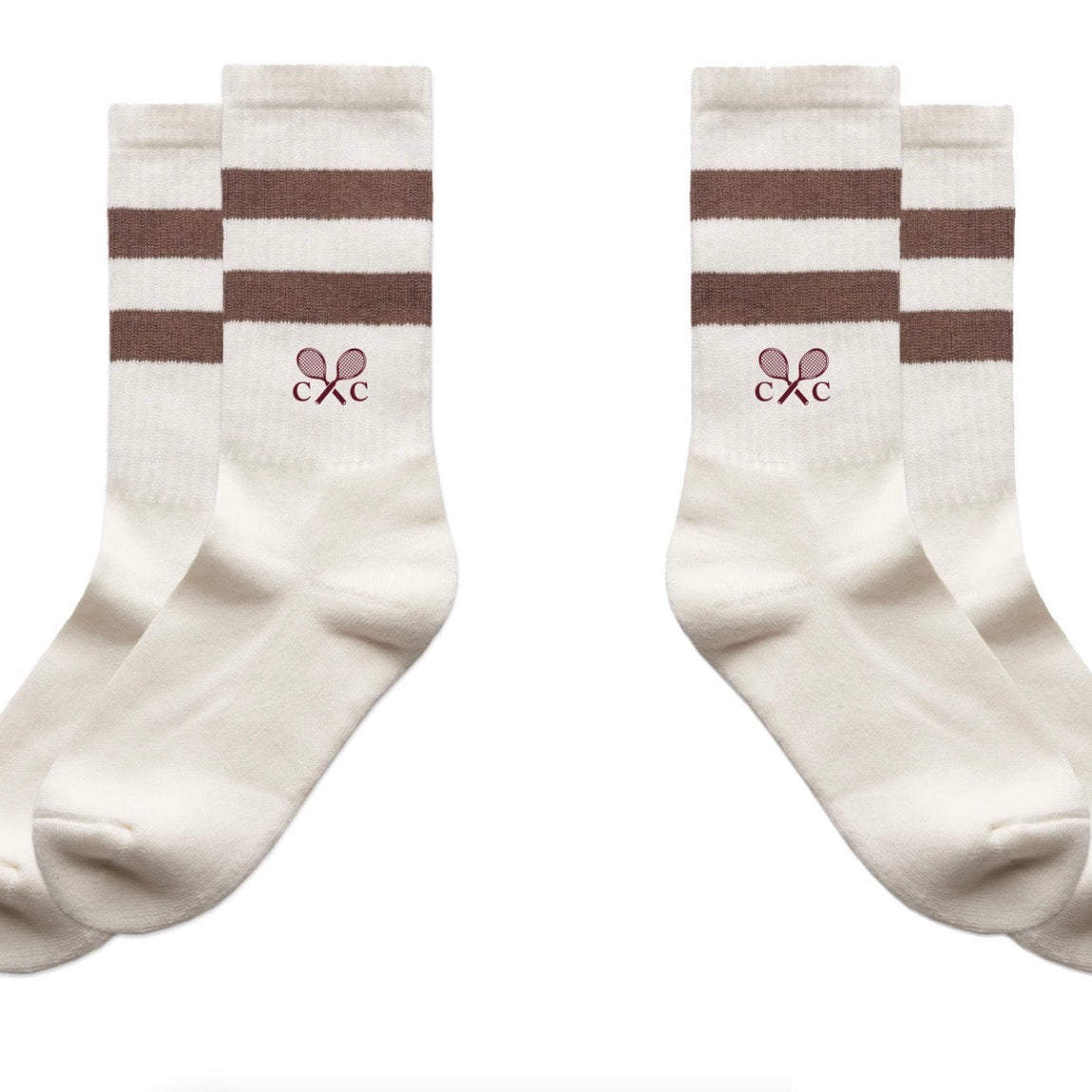 Creole Culture // Embroidered Socks // Cream & Marroon