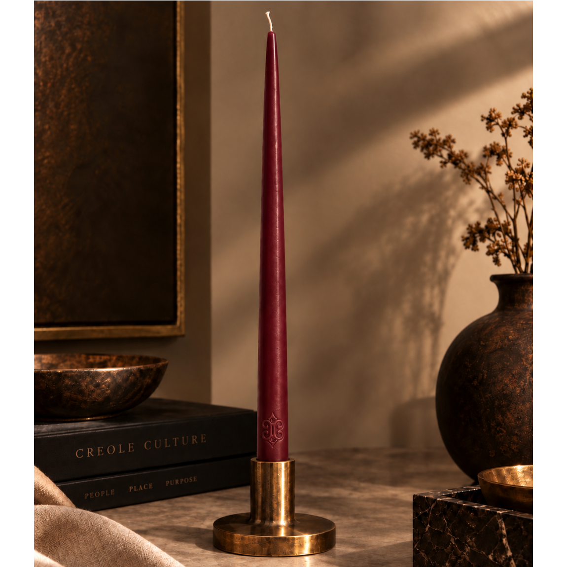 Creole Culture // Taper Candle // Maroon